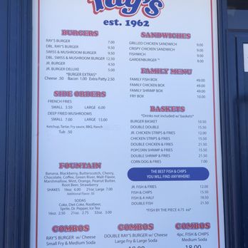 Ray's Drive In Menu